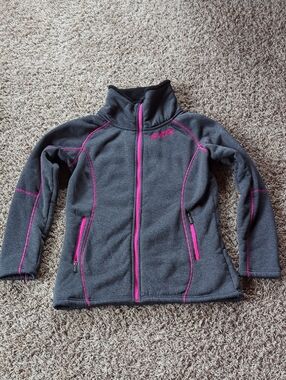🩷🩶 ⭐🌹🌺Women's FXR Gray Fleece ❤️‍🔥 Jacket with Pink Accents size 10 🩷🩶🌺